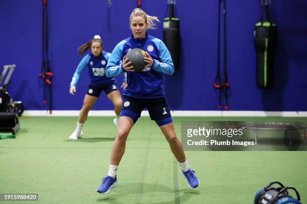 Lena Petermann of Leicester City women during the Leicester City Women training session at Belvoir Drive on January 10, 2024 in Leicester, England.