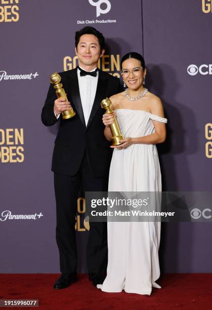 Steven Yeun and Ali Wong, winners of the Best Performance in a Limited Series, Anthology Series, or Motion Picture Made for Television award for...