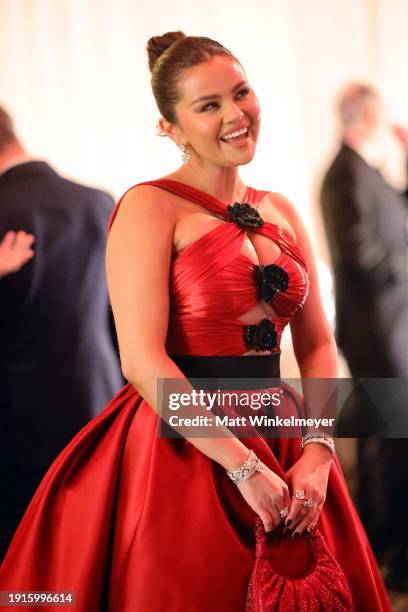 Selena Gomez attends the 81st Annual Golden Globe Awards at The Beverly Hilton on January 07, 2024 in Beverly Hills, California.