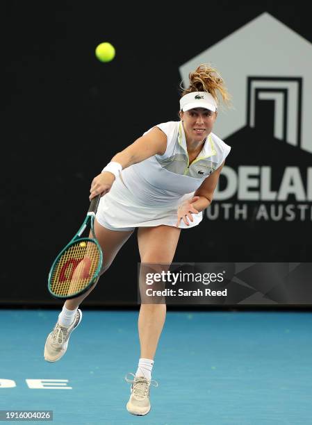 Anastasia Pavlyuchenkova during their match against Beatriz Haddad Maia of Brazil at Memorial Drive on January 08, 2024 in Adelaide, Australia.