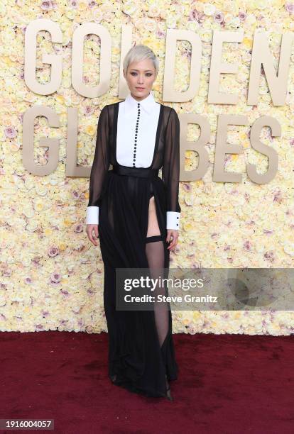 Pom Klementieff attends the 81st Annual Golden Globe Awards at The Beverly Hilton on January 7, 2024 in Beverly Hills, California.