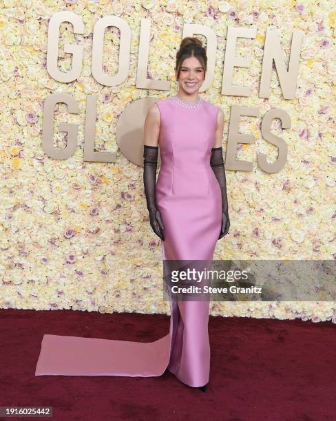 Hailee Steinfeld attends the 81st Annual Golden Globe Awards at The Beverly Hilton on January 7, 2024 in Beverly Hills, California.