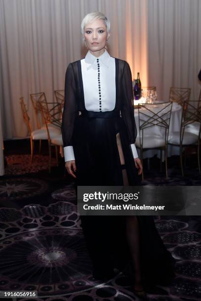 Pom Klementieff attends the 81st Annual Golden Globe Awards at The Beverly Hilton on January 07, 2024 in Beverly Hills, California.