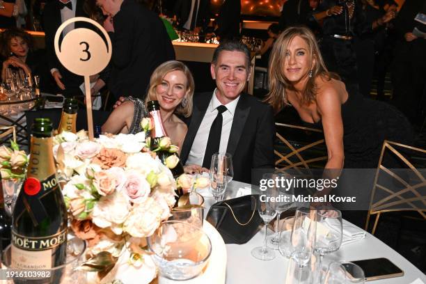 Naomi Watts, Billy Crudup and Jennifer Aniston enjoy Moët & Chandon at the 81st Annual Golden Globes, celebrating 13 years of Toast for a Cause at...