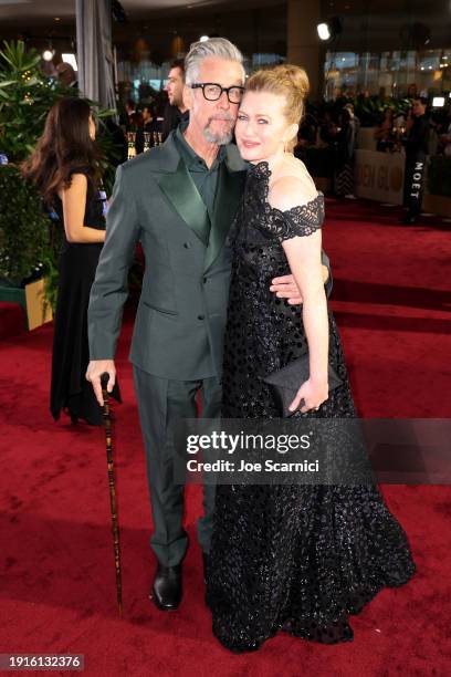 Alan Ruck and Mireille Enos at The 81st Annual Golden Globe Awards with Moët & Chandon, Celebrating the 13th Year of Toast for a Cause at the Beverly...