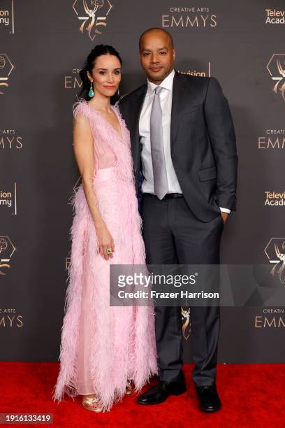 Abigail Spencer and Donald Faison attend the 2024 Creative Arts Emmys at Peacock Theater on January 07, 2024 in Los Angeles, California.