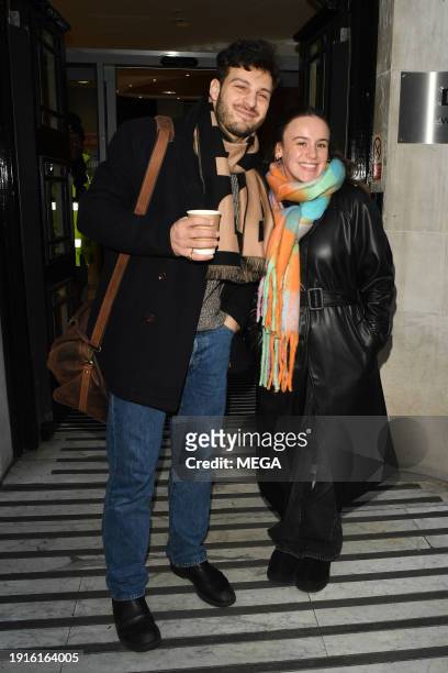 Vito Coppola and Ellie Leach are seen leaving BBC Radio 2 Studios in on January 11, 2024 in London, United Kingdom.