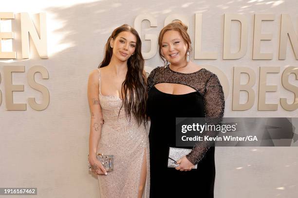 Brianna LaPaglia and Grace O'Malley attend the 81st Annual Golden Globe Awards at The Beverly Hilton on January 07, 2024 in Beverly Hills, California.