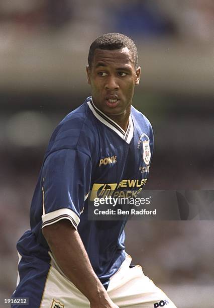 Les Ferdinand of Tottenham Hotspur in action during the David Howells of Tottenham Hotspur testimonial against Fiorentina at White Hart Lane in...