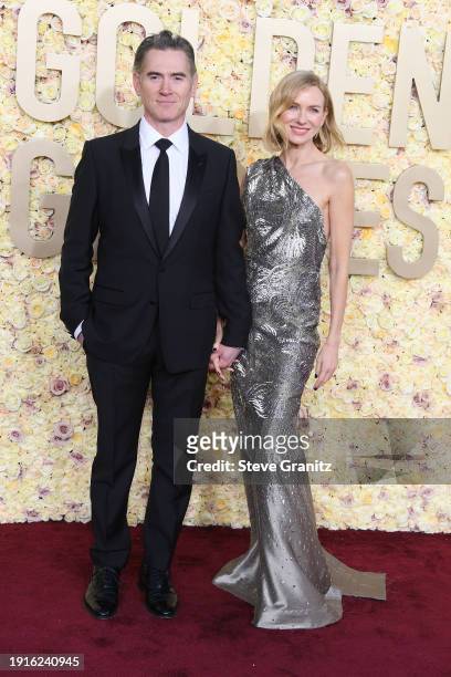 Naomi Watts and Billy Crudup attend the 81st Annual Golden Globe Awards at The Beverly Hilton on January 7, 2024 in Beverly Hills, California.