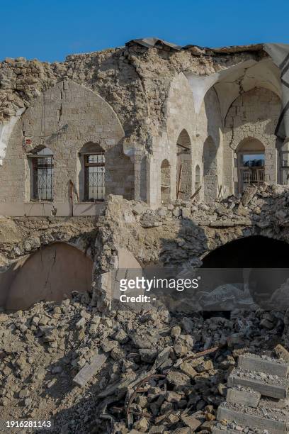 Picture taken on January 5, 2024 shows Gaza City's 17th century Qasr al-Basha or the Pasha's Palace, also known as Radwan dynasty castle, which...