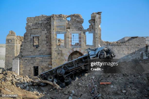 Picture taken on January 5, 2024 shows Gaza City's 17th century Qasr al-Basha or the Pasha's Palace, also known as Radwan dynasty castle, which...
