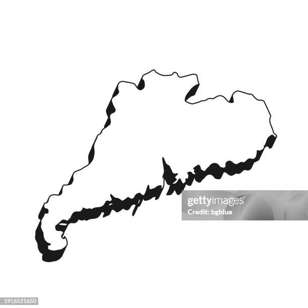 guangdong map with black outline and shadow on white background - guangzhou stock illustrations