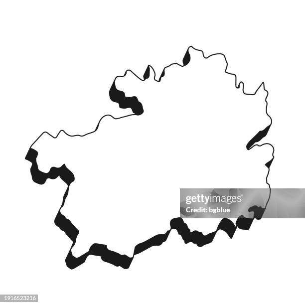 guizhou map with black outline and shadow on white background - guizhou province stock illustrations
