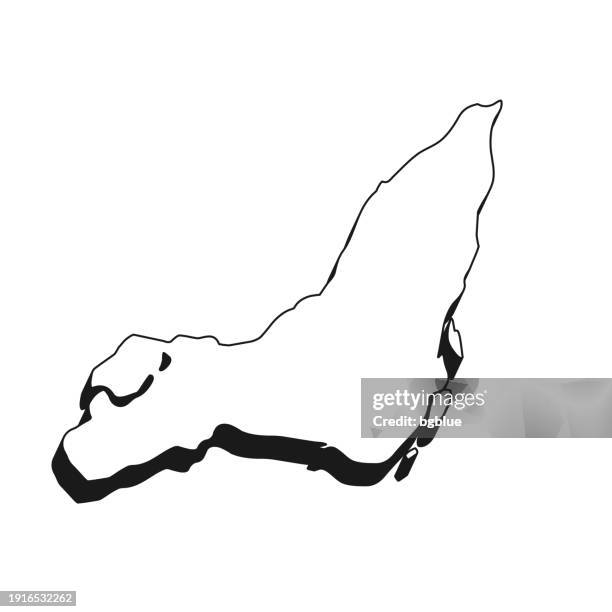 ilustraciones, imágenes clip art, dibujos animados e iconos de stock de mapa de la isla de montreal con contorno negro y sombra sobre fondo blanco - isla de montreal