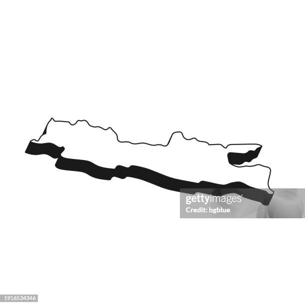 Java Map With Black Outline And Shadow On White Background High-Res ...