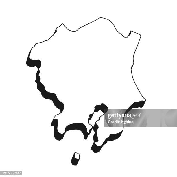 Kanto Map Vector Kanto Map With Black Outline And Shadow On White Background High-Res ...