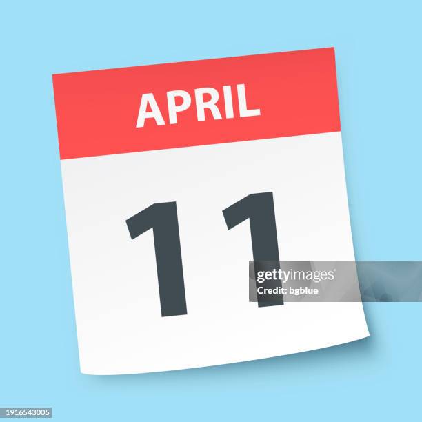 april 11 - daily calendar on blue background - number 11 stock illustrations