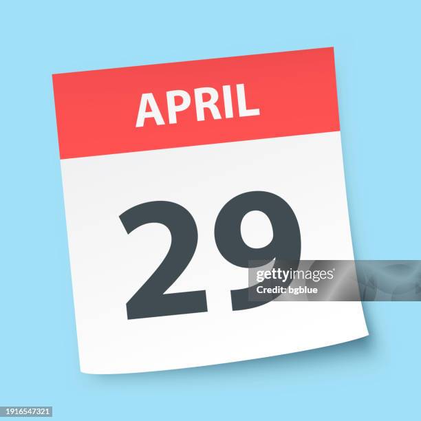 april 29 - daily calendar on blue background - april stock illustrations