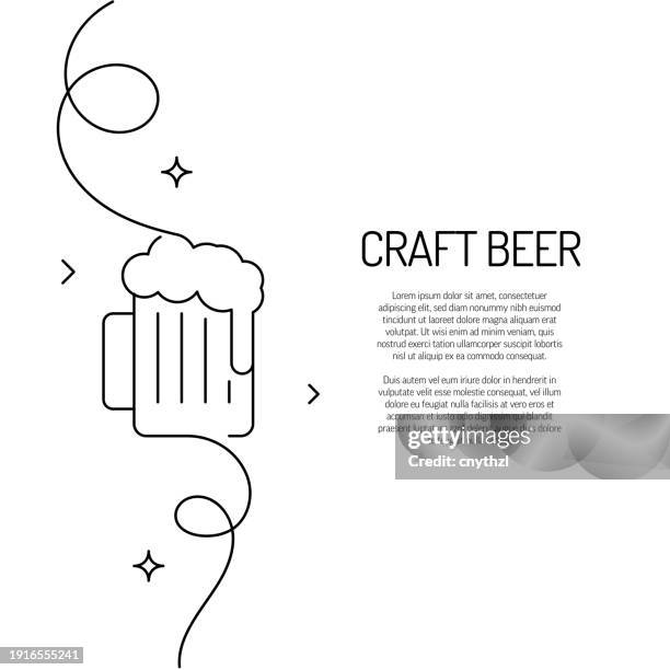 continuous line drawing of craft beer icon. hand drawn symbol vector illustration. - artisanal food and drink stock illustrations