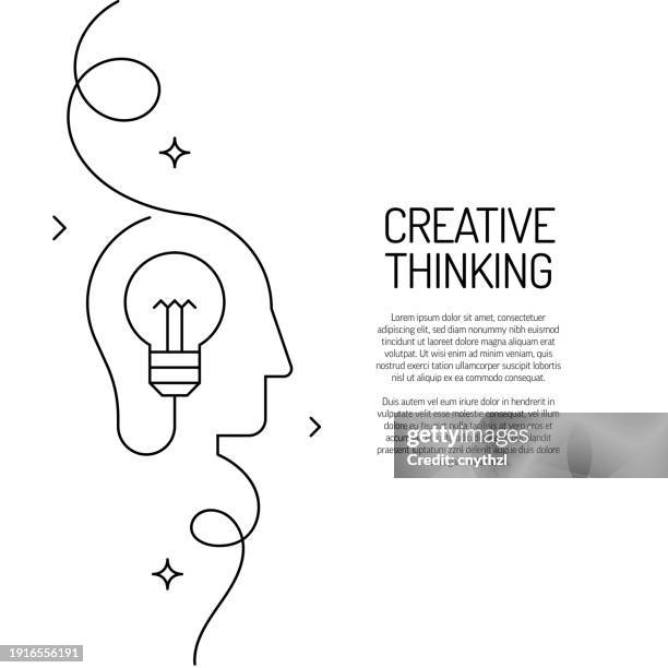 continuous line drawing of creative thinking icon. hand drawn symbol vector illustration. - new business stock illustrations