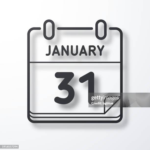 january 31. line icon with shadow on white background - 31 january stock illustrations
