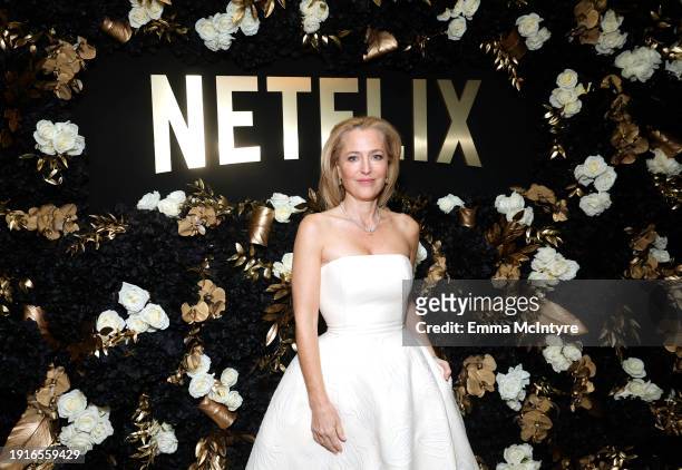 Gillian Anderson attends Netflix's 2024 Golden Globe After Party at Spago on January 07, 2024 in Beverly Hills, California.