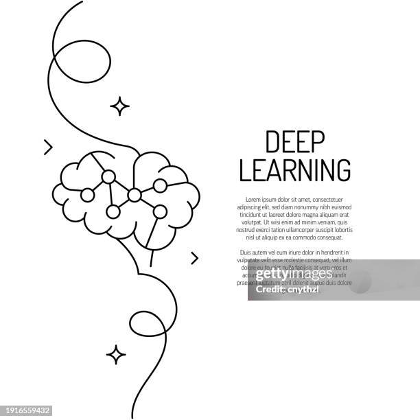 continuous line drawing of deep learning icon. hand drawn symbol vector illustration. - continuous learning stock illustrations