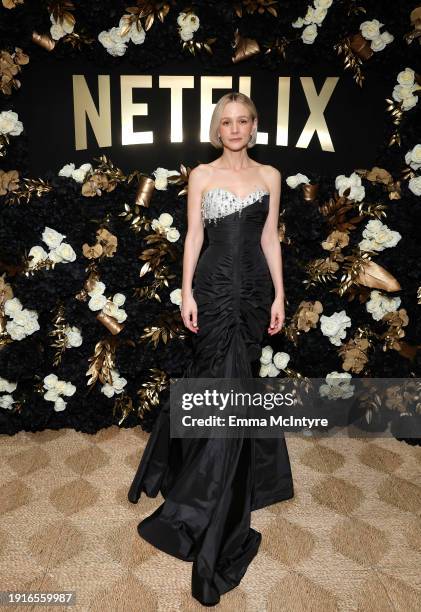 Carey Mulligan attends Netflix's 2024 Golden Globe After Party at Spago on January 07, 2024 in Beverly Hills, California.