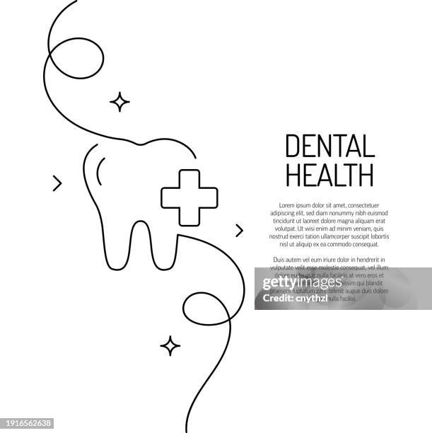 durchgehende strichzeichnung des zahngesundheitssymbols. handgezeichnete symbol-vektor-illustration. - zahnpflege stock-grafiken, -clipart, -cartoons und -symbole