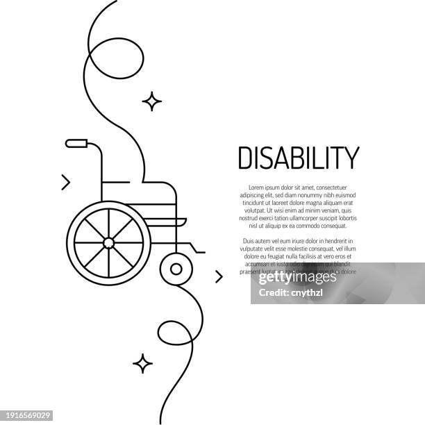 ilustraciones, imágenes clip art, dibujos animados e iconos de stock de dibujo de línea continua del icono de discapacidad. ilustración vectorial de símbolo dibujada a mano. - discapacidad