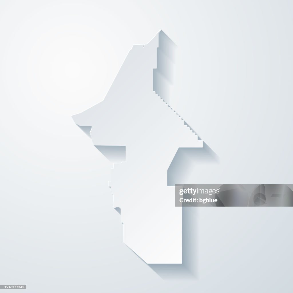 Lyon County, Nevada. Map with paper cut effect on blank background