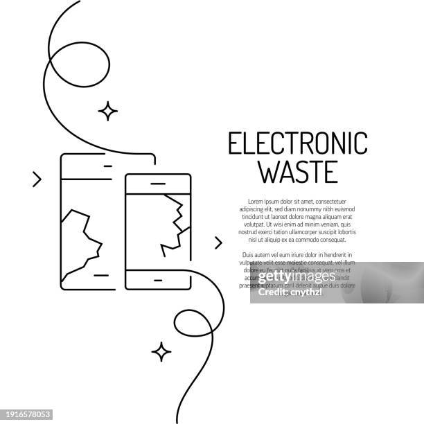 continuous line drawing of electronic waste icon. hand drawn symbol vector illustration. - broken computer stock illustrations