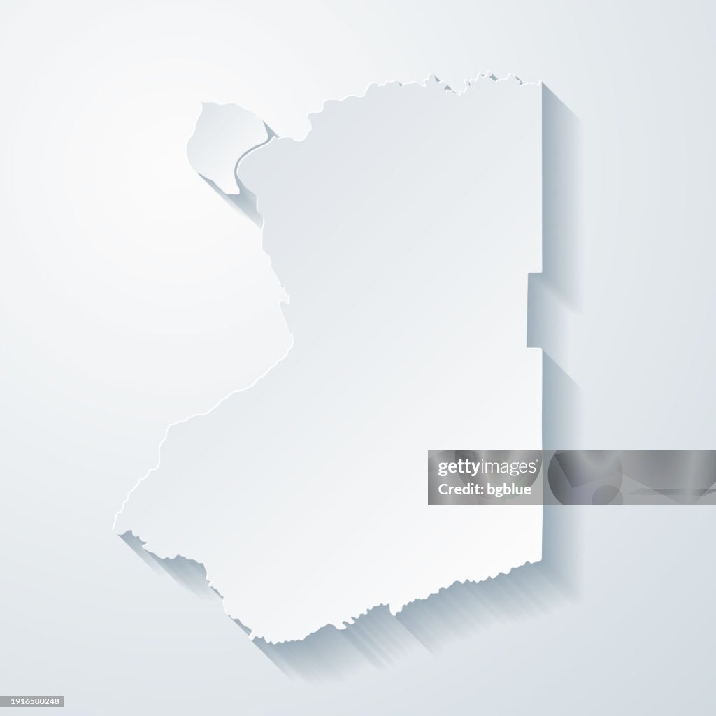 Erie County, New York. Map with paper cut effect on blank background
