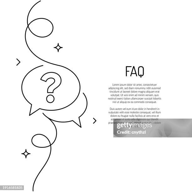 illustrations, cliparts, dessins animés et icônes de dessin au trait continu de l’icône faq. illustration vectorielle de symbole dessiné à la main. - interrogation