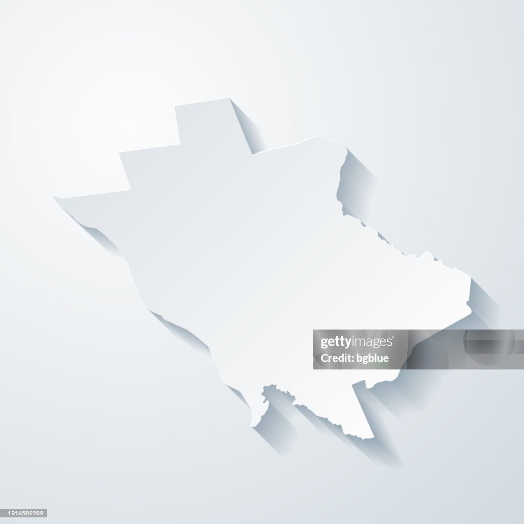 Mercer County, New Jersey. Map with paper cut effect on blank background