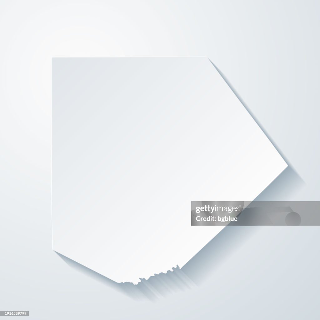 Kendall County, Texas. Map with paper cut effect on blank background