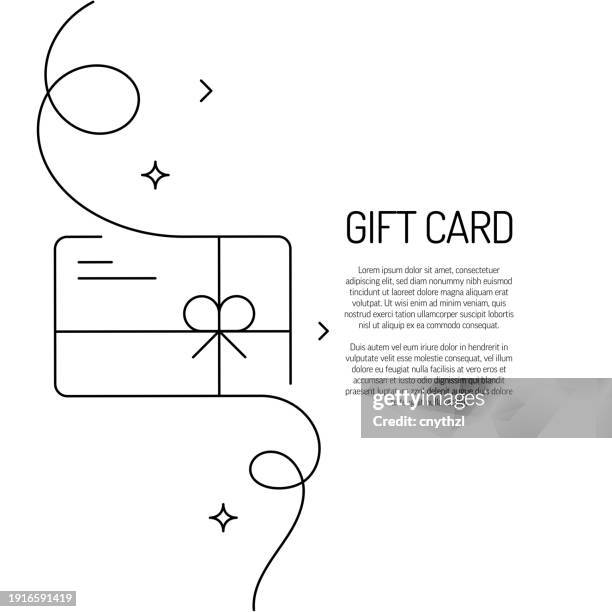 durchgehende linienzeichnung des geschenkkartensymbols. handgezeichnete symbol-vektor-illustration. - gutschein stock-grafiken, -clipart, -cartoons und -symbole