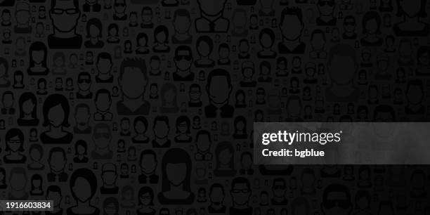 abstract black background - people pattern - sparse crowd stock illustrations