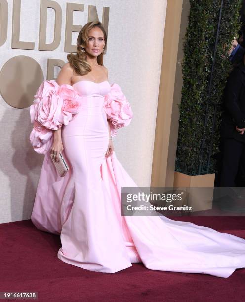 Jennifer Lopez arrives at the 81st Annual Golden Globe Awards at The Beverly Hilton on January 07, 2024 in Beverly Hills, California.