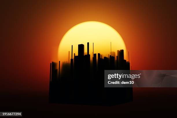 sunset over cityscape - golden hour stock illustrations