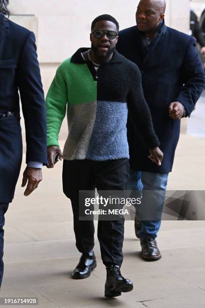 Kevin Hart is seen leaving BBC Radio 2 Studios in on January 11, 2024 in London, United Kingdom.