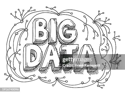 Big Data Text Connection Lines Drawing Big Data Text Connection Lines Drawing