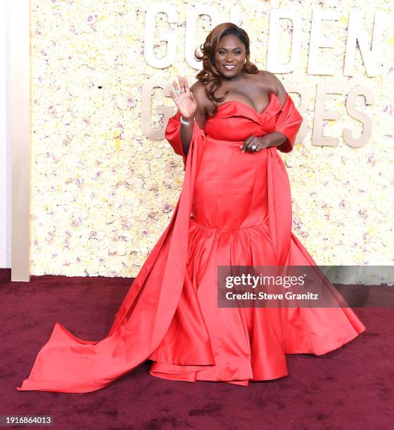 Danielle Brooks arrives at the 81st Annual Golden Globe Awards at The Beverly Hilton on January 07, 2024 in Beverly Hills, California.