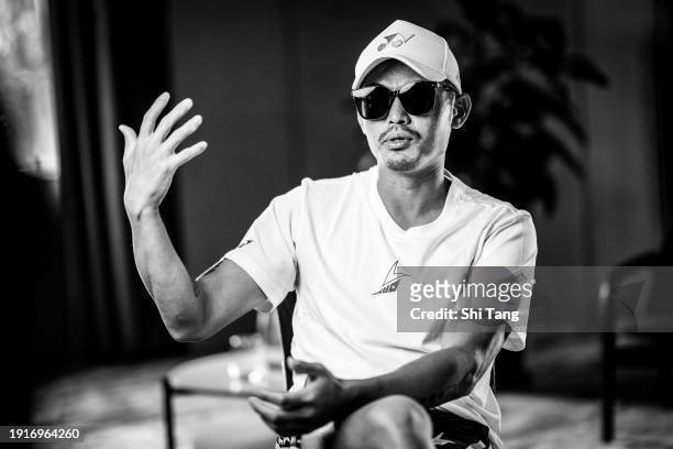 Lin Dan of China takes an interview during the Yonex Legends Vision on January 08, 2024 in Kuala Lumpur, Malaysia.