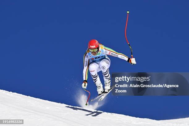 Josef Ferstl of Team Germany in action during the Audi FIS Alpine Ski World Cup Men's Downhill on January 11, 2024 in Wengen, Switzerland.