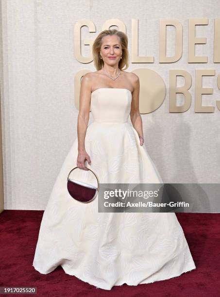 Gillian Anderson attends the 81st Annual Golden Globe Awards at The Beverly Hilton on January 07, 2024 in Beverly Hills, California.