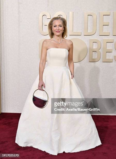 Gillian Anderson attends the 81st Annual Golden Globe Awards at The Beverly Hilton on January 07, 2024 in Beverly Hills, California.