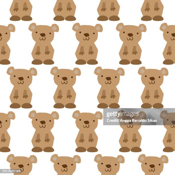 bear childish drawing seamless pattern - cute bear pattern stock illustrations