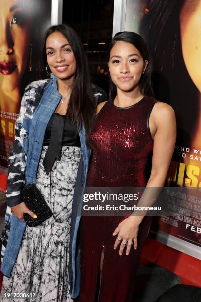 January 30, 2019- Rosario Dawson and Gina Rodriguez seen at Columbia Pictures presents the World Premiere of MISS BALA at Regal L.A. Live